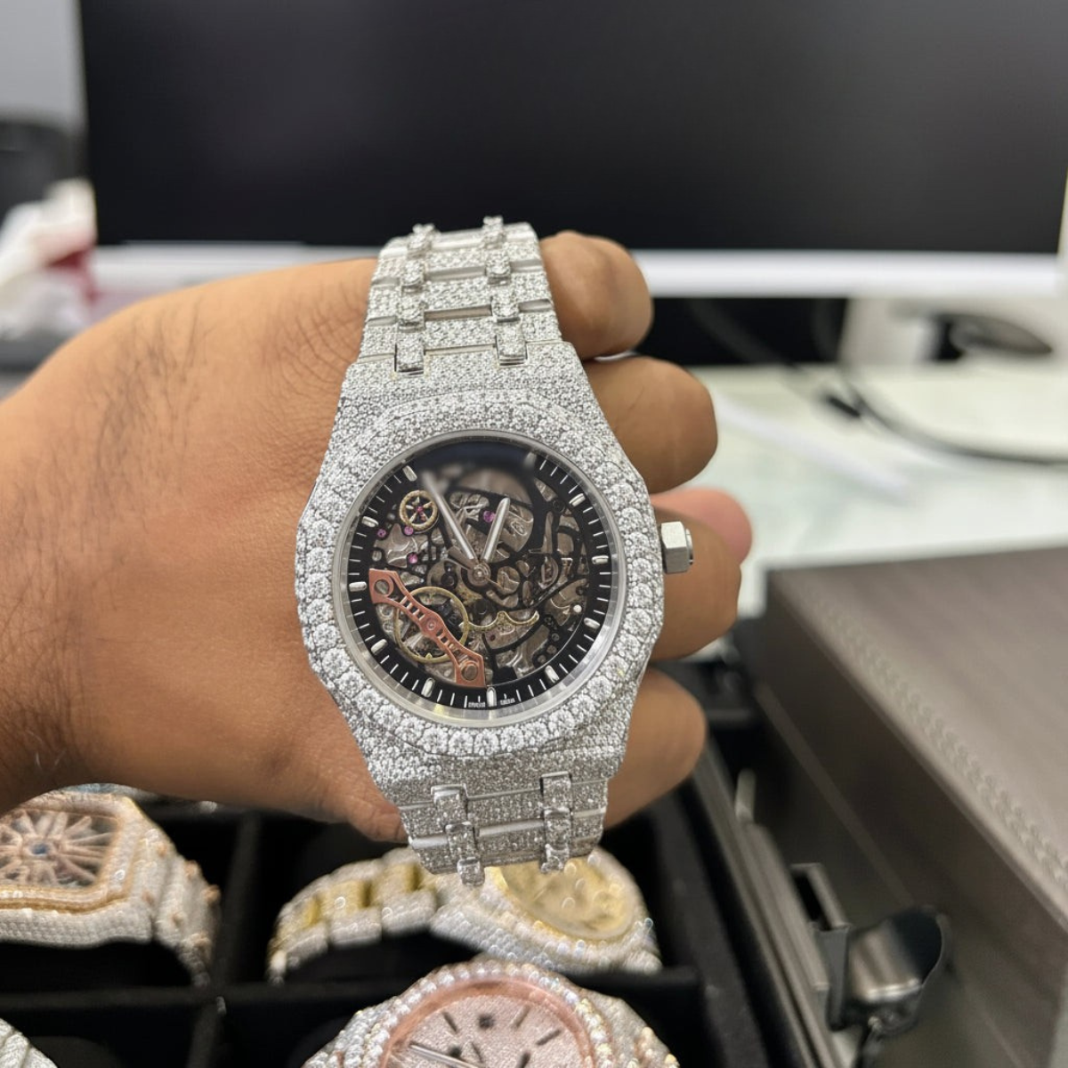 Moissanite Skeleton Watch